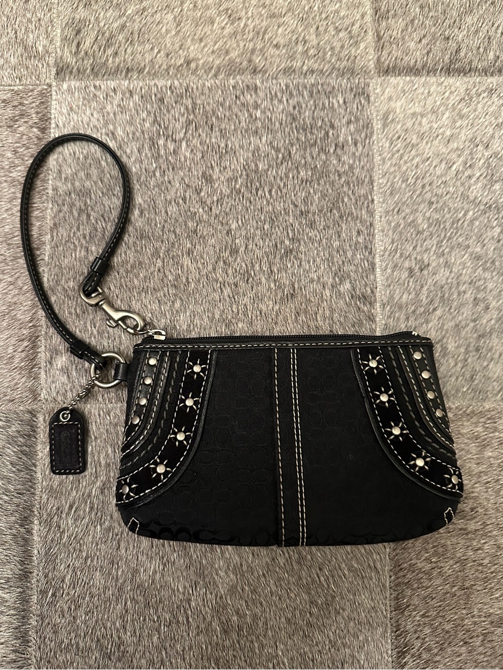 Coach Vintage Western Wristlet in Black and Suede